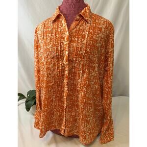 Orange Eddie Bauer Flowy Sheer Blouse XL